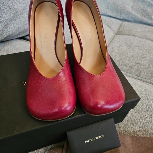 New Bottega Veneta red  block square-toe 90 mm heels pumps 36 Us 6 - Picture 8 of 8